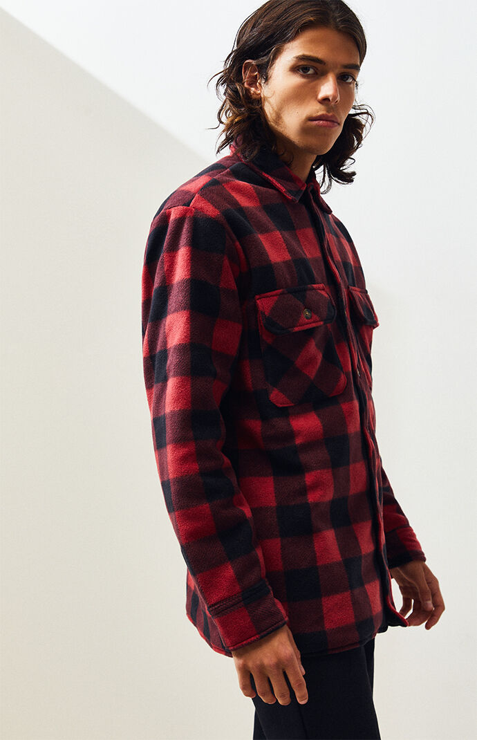 Micro Fleece Buffalo Plaid Shirt Jacket