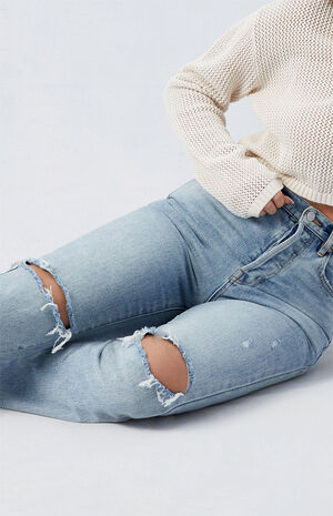 Medium Indigo Ripped Dad Jeans image number 5