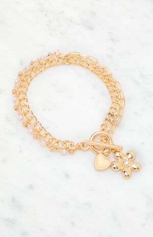 Flower Charm Chain Bracelet image number 2