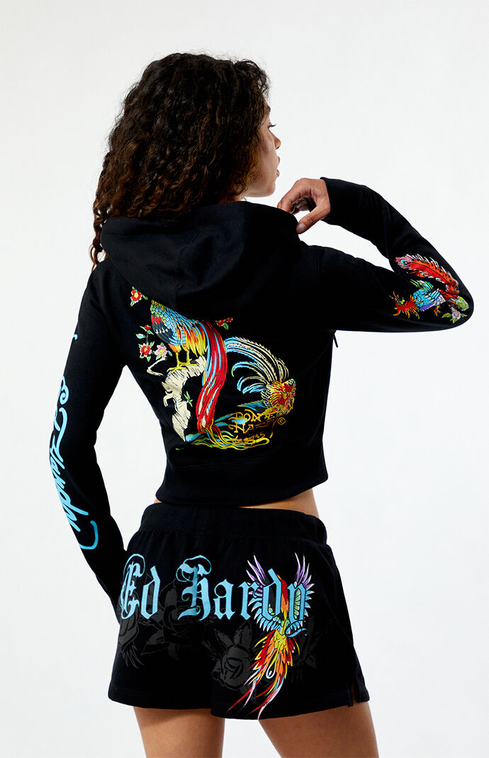 Ed Hardy Phoenix Y2K Full Zip Cropped Hoodie | PacSun