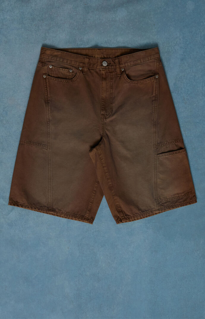 Pacsun Austin Extreme Baggy Denim Shorts Darted Brown