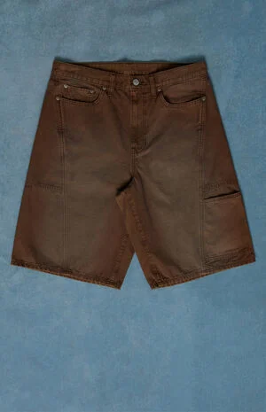 Austin Extreme Baggy Denim Shorts&nbsp;Darted&nbsp;Brown&nbsp; image number 1