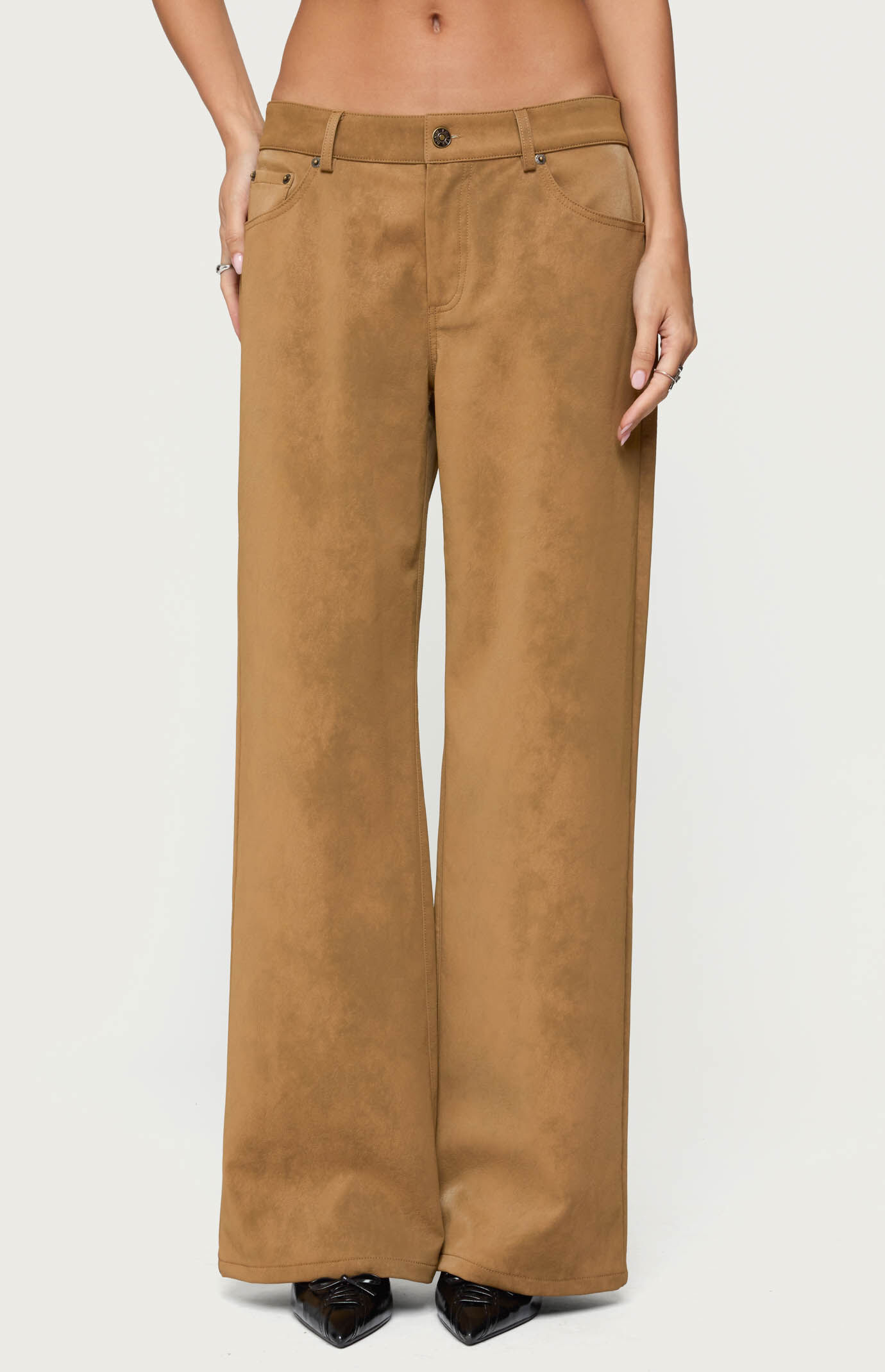 Edikted Stacey Low Rise Faux Suede Pants