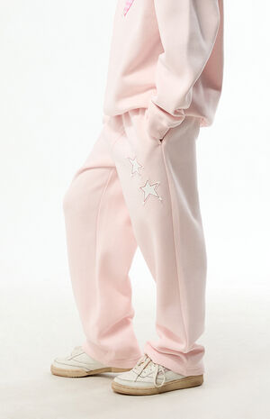 Pink Star Applique Baggy Sweatpants image number 3