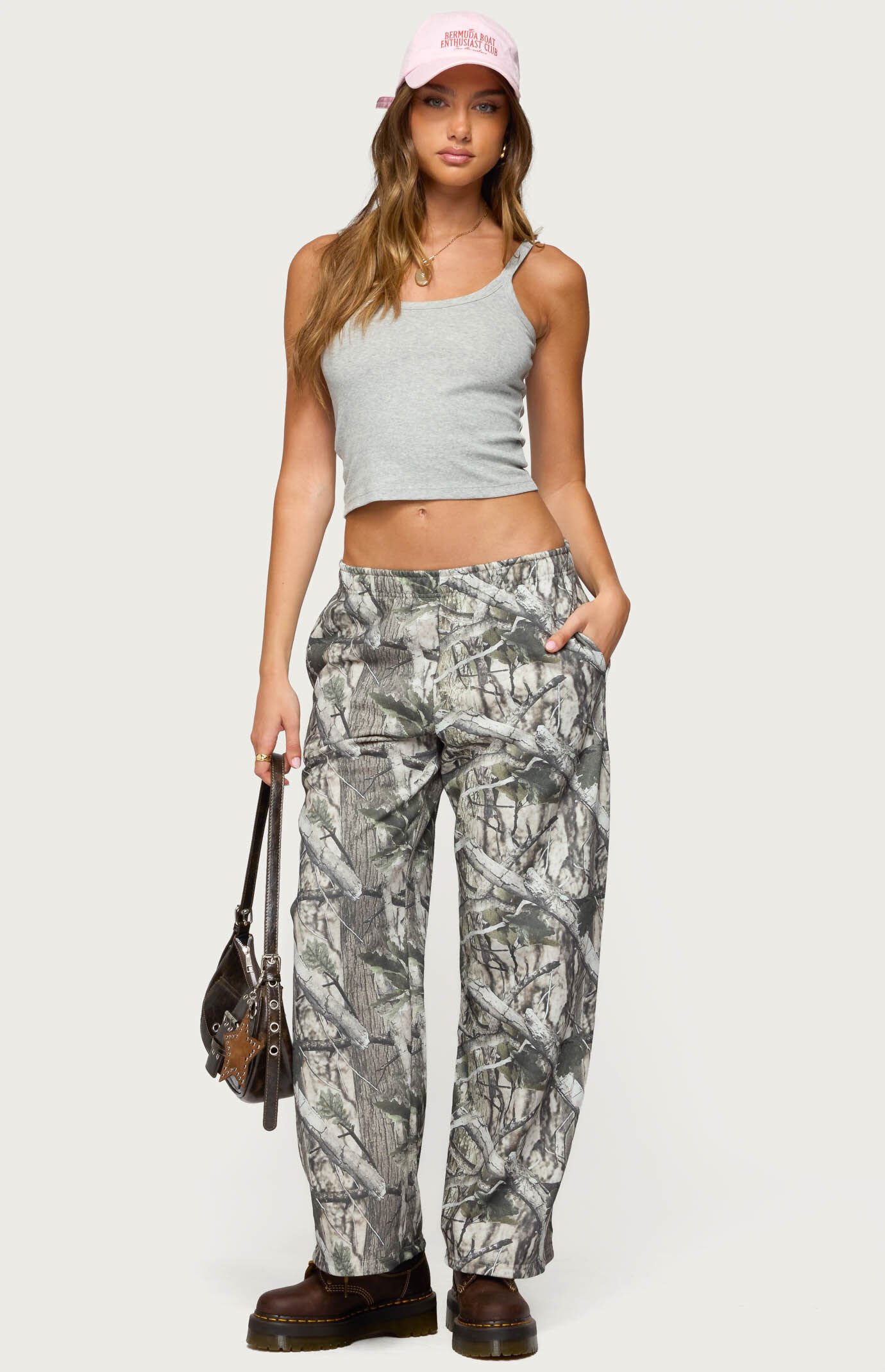 Edikted Camo Straight Leg Sweatpants