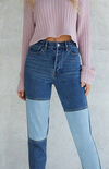 Patchwork Ultra High Waisted Slim Fit Jeans Patchwork Ultra High Waisted Slim Fit Jeans image number null