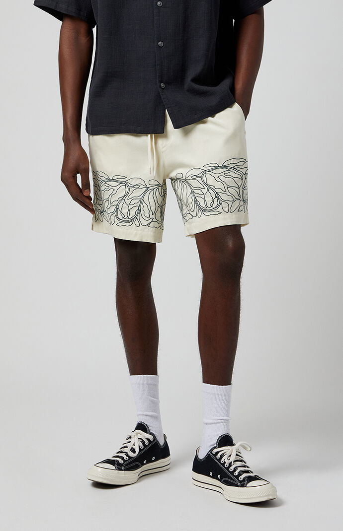 Pacsun Cream Floral Russel Volley Shorts | Pacsun