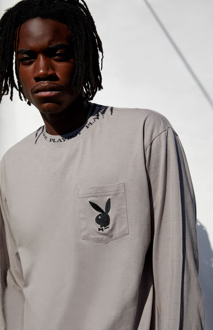 By PacSun Collar Logo Long Sleeve T-Shirt