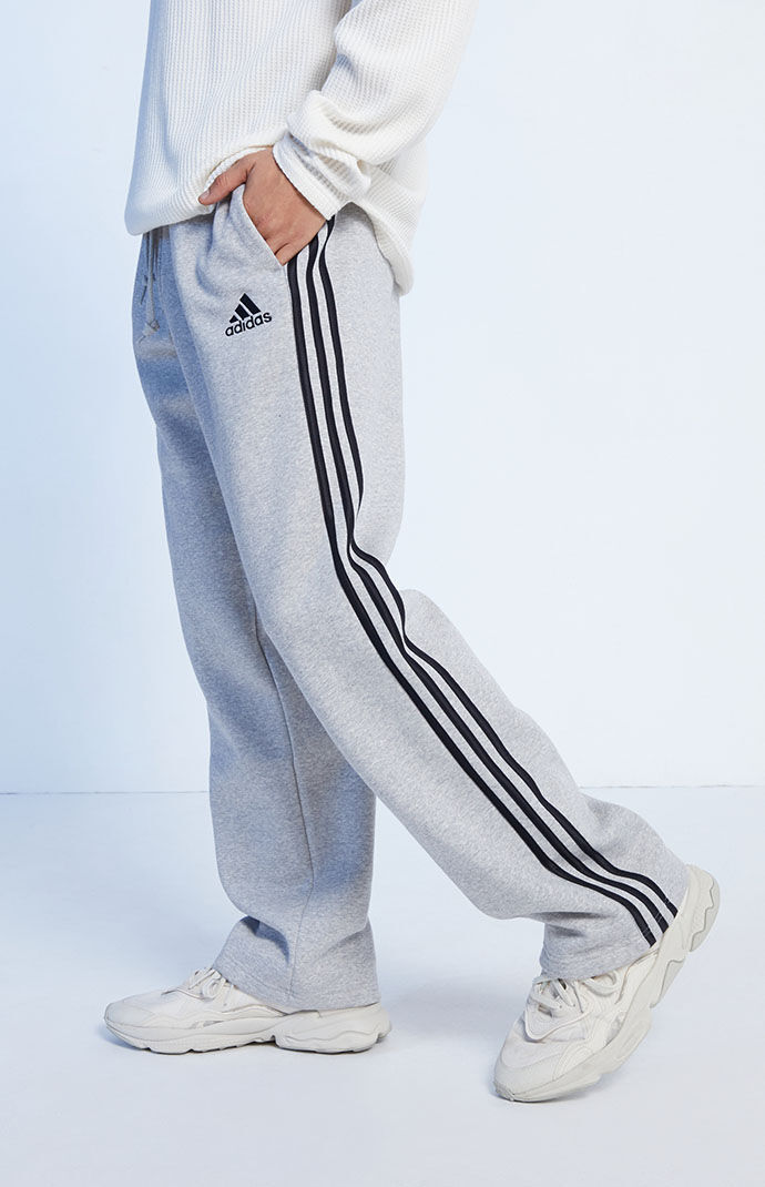 Adidas women s essentials cotton fleece deals 3 stripe open hem pants