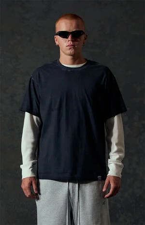 Black Vintage Wash Heavyweight T-Shirt image number 2