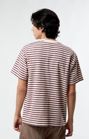 Red Compass Striped Texture T-Shirt image number 3
