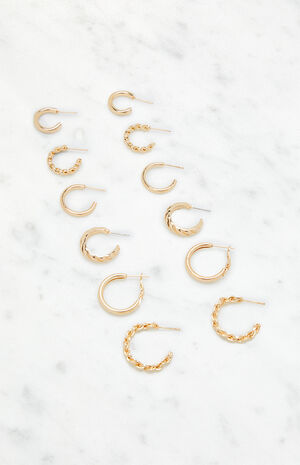 6 Pack Braided Hoop Earrings image number 2