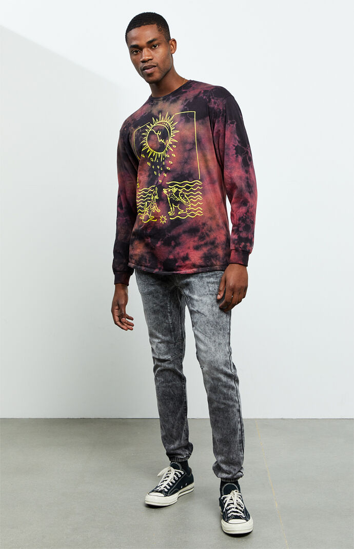 Black Acid Denim Jogger Pants