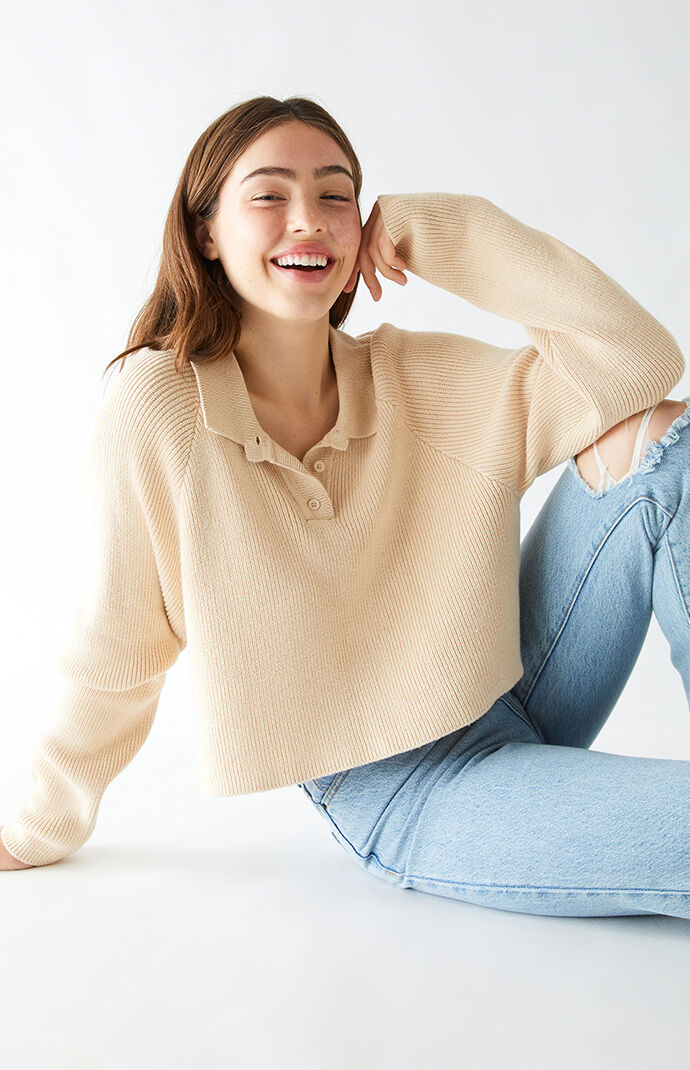 Kendall \u0026 Kylie Pullover Polo Sweater 