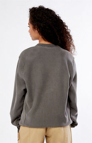 Brown Reverse Weave Crew Neck Sweatshirt image number 4