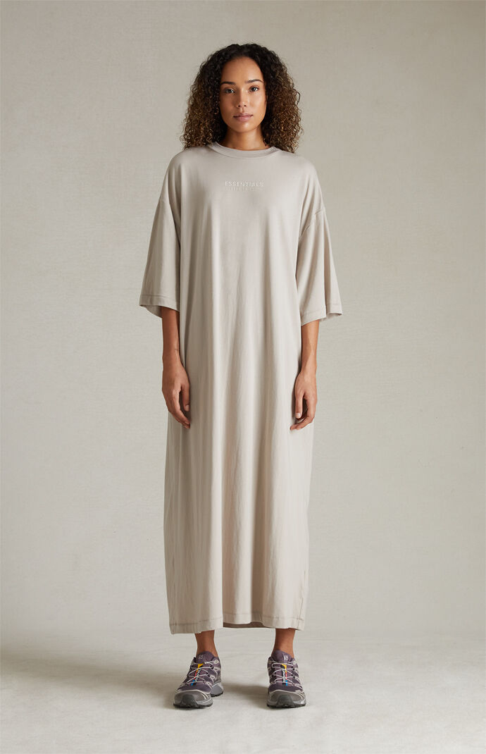 Fear of God Essentials Women s Silver Cloud 3 4 Sleeve T Shirt Dress PacSun