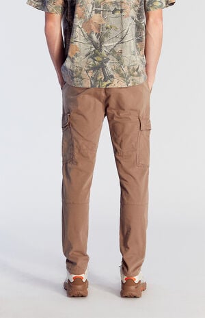 Stretch Taupe Slim Cargo Pants image number 4
