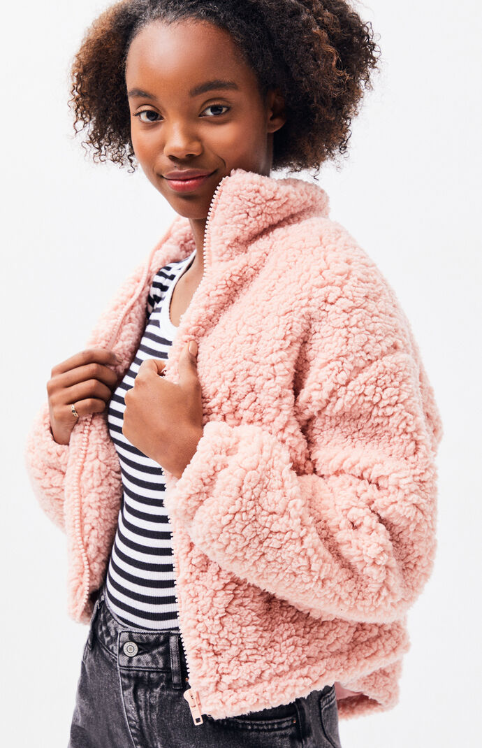 pink sherpa jacket mens