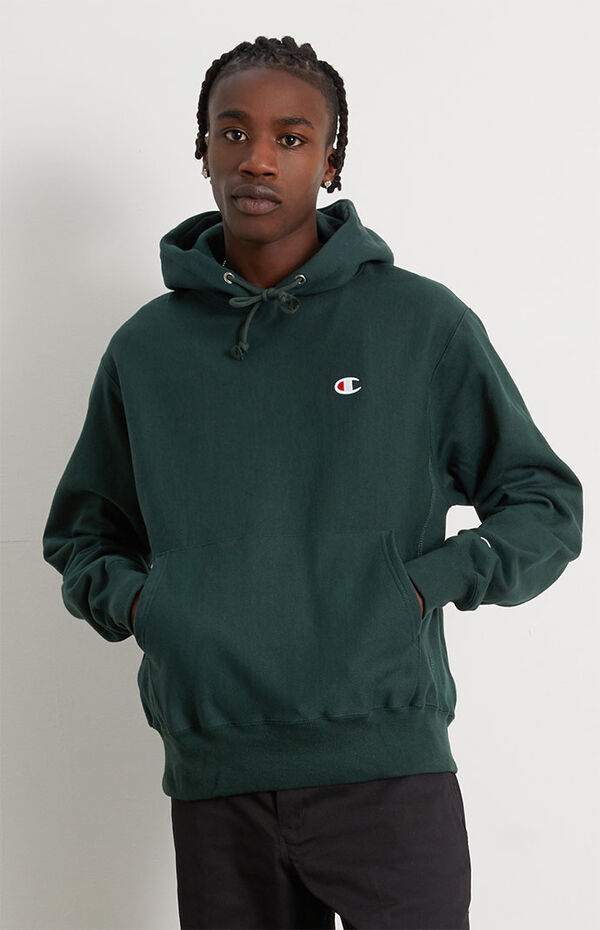 Champion C Logo Reverse Weave Hoodie In Green For Men Lyst