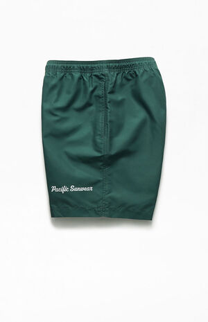 Recycled Blocked Green 17" Swim Trunks image number 3