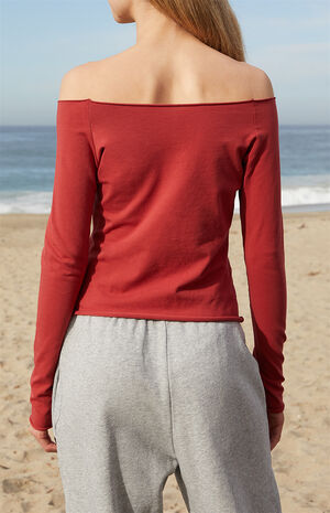 Red Bonnie Off-The-Shoulder Top image number 3