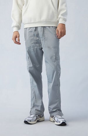 Gray Nylon Straight Cargo Pants image number 2