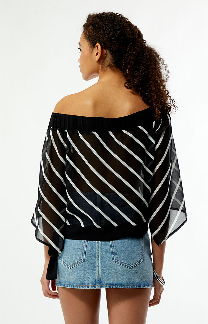 Beverly and Beck Ken Striped Off-The-Shoulder Top