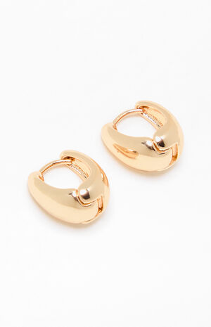 Gold Chunky Hoop Earrings image number 3