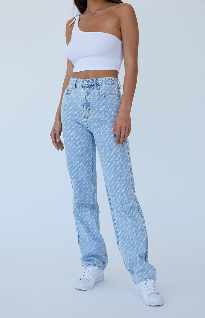 By PacSun Light Blue AOP '90s Boyfriend Jeans