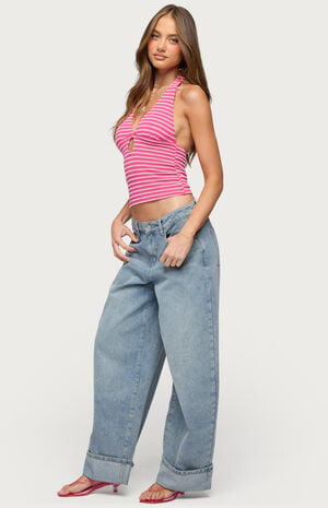 Maylah Striped Keyhole Halter Top image number 4