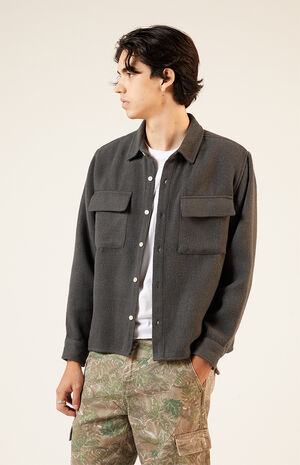 Black Tweed Overshirt image number 1