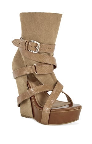 Women's Rothko Camel Belted Wedge Sandals image number 2
