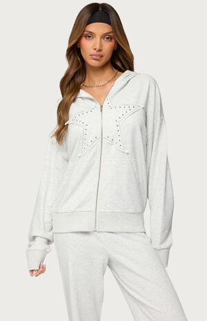 Briela Star Studded Zip Up Hoodie image number 1