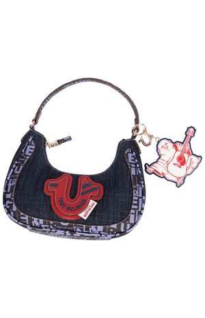 Graphic Trim Denim Hobo Bag image number 7