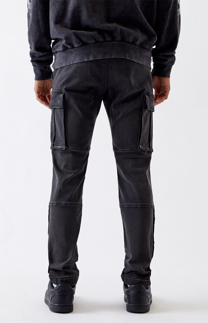 Utility Black Snap Button Slim Cargo Pants