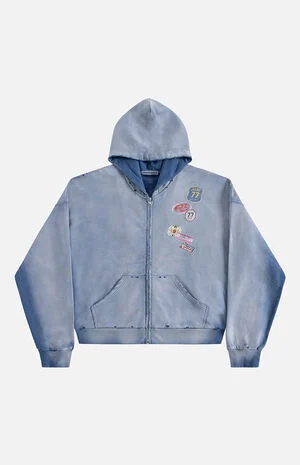 Boxy Badge Zip Up Hoodie image number 4
