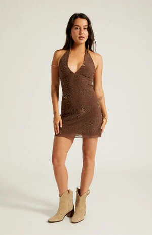 Cece Sequin Halter Mini Dress image number 1