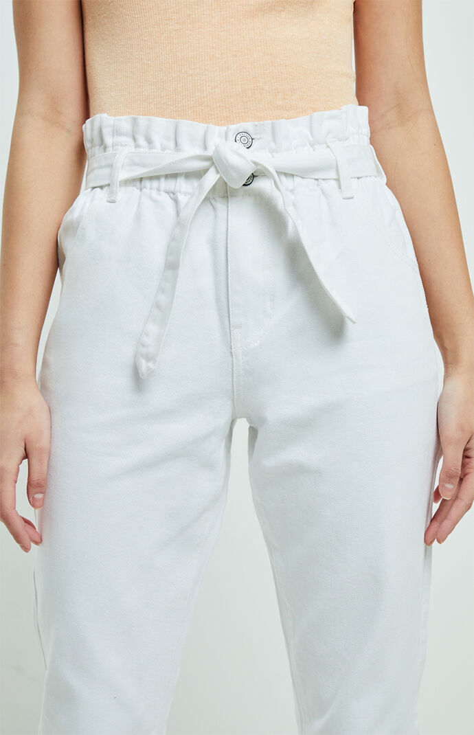 Daisy White Paperbag Mom Jeans