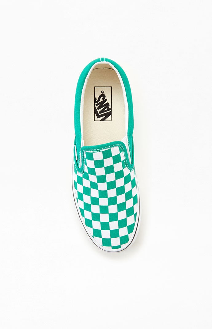 Green Pepper Checkered Classic Slip On Sneakers