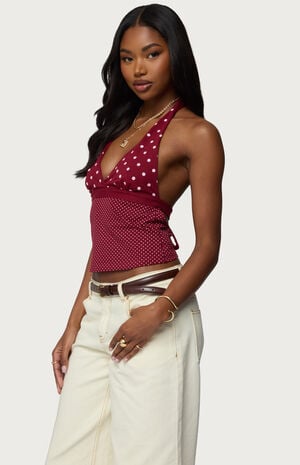 Ginny Mixed Polka Dot Halter Top image number 2