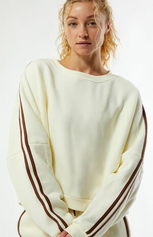 Cream Contrast Crew Neck Sweatshirt image number 2