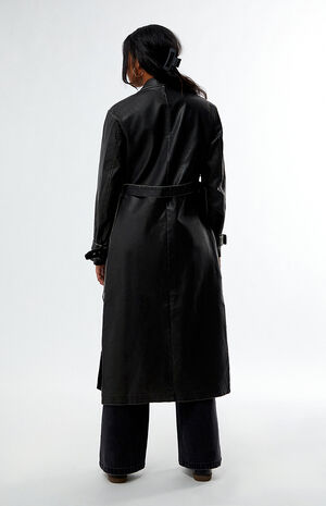 Soft Faux Leather Trench Coat image number 4