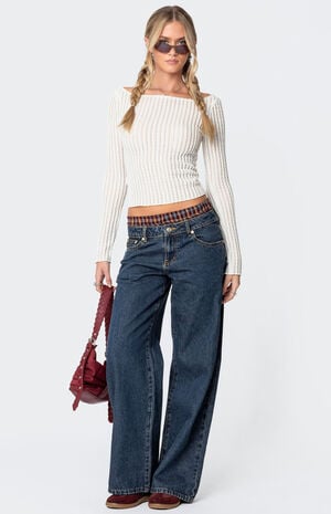 Textured Sheer Boat Neck Top image number 2