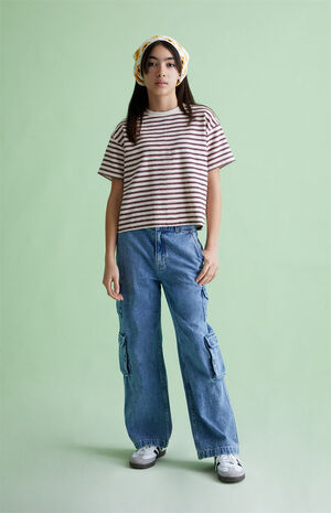 Medium Indigo Baggy Cargo Jeans image number 6