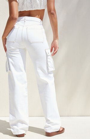 White Boyfriend Cargo Pants image number 4