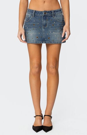 Ruari Studded Denim Mini Skirt image number 1