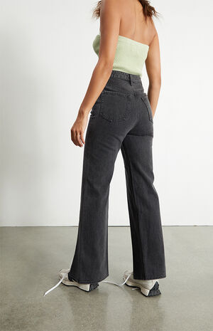 Eco Washed Black Slit Boyfriend Jeans image number 4