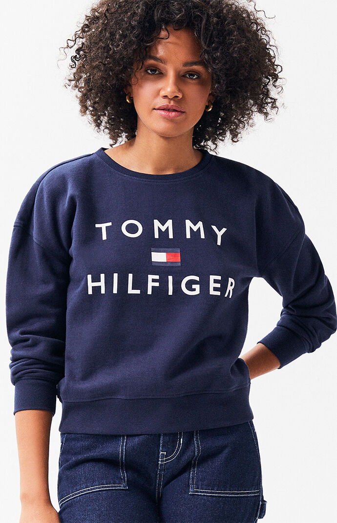 Tommy Hilfiger Womens Crew Neck Sweatshirt T-Shirt