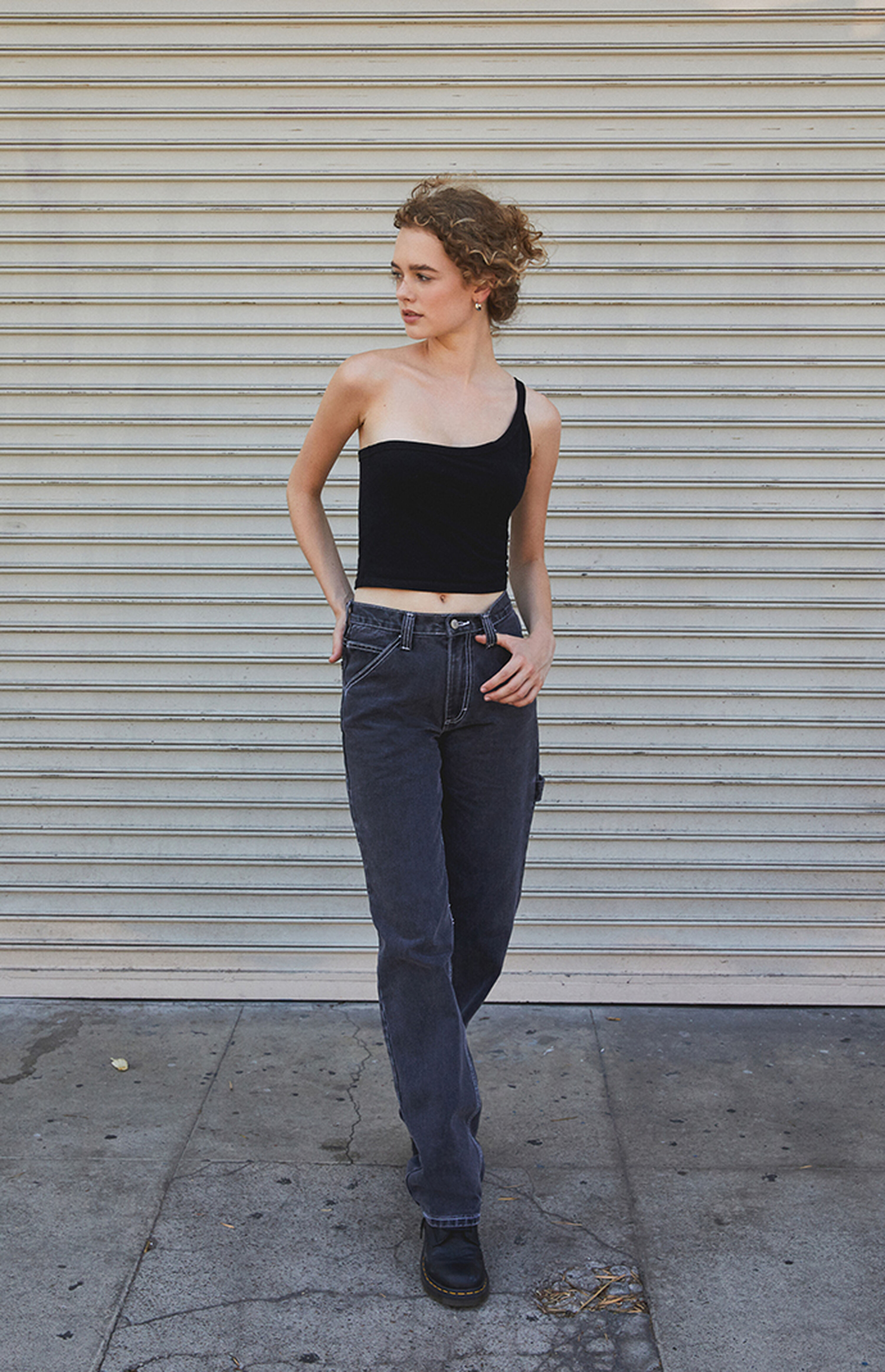 John Galt Black One Shoulder Tank Top | PacSun