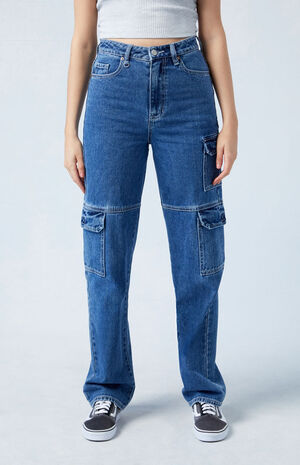Dark Indigo '90s Boyfriend Cargo Jeans image number 1